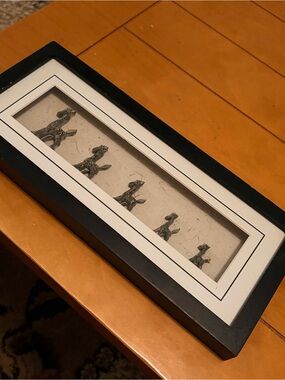Decorative Framed Panel with Metal Baby Giraffe Accents - Brown and Cream